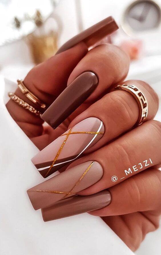 20 Easy Brown Coffin Nails For You To Rock This Year - 102