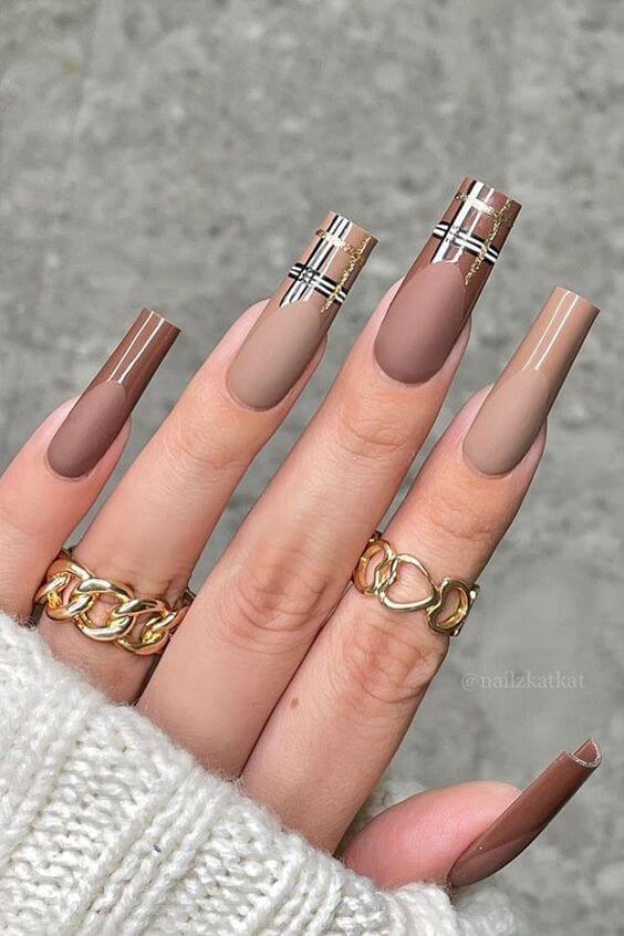 20 Easy Brown Coffin Nails For You To Rock This Year - 104