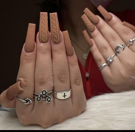 20 Easy Brown Coffin Nails For You To Rock This Year - 108