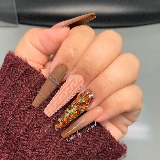 20 Easy Brown Coffin Nails For You To Rock This Year - 110